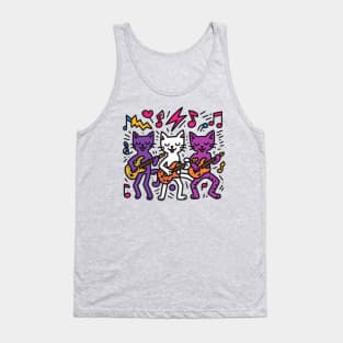 Keith Haring Inspired Cat Rock Band Tank Top